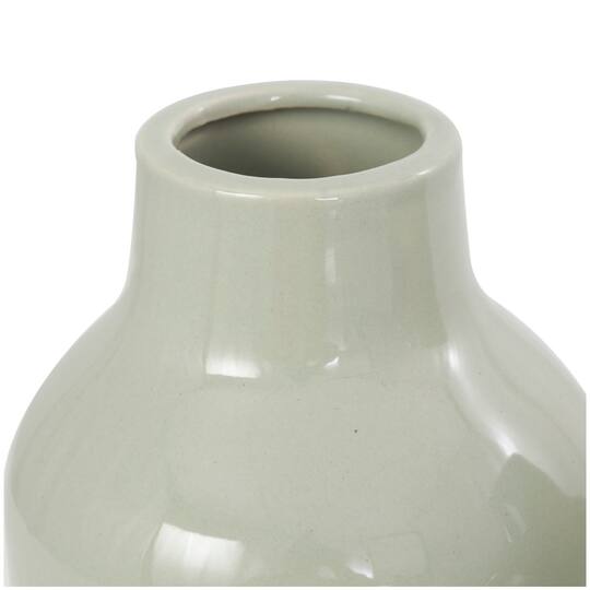 8" Green Ceramic Minimalistic Rounded Vase Set